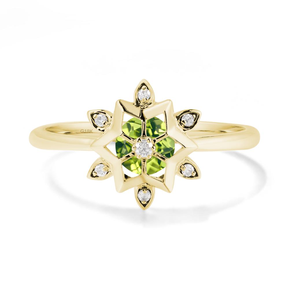Floral Inspired Engagement Peridot Ring - LUO Jewelry #metal_18k yellow gold