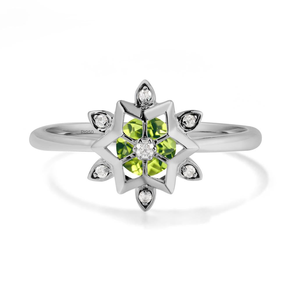 Floral Inspired Engagement Peridot Ring - LUO Jewelry #metal_platinum