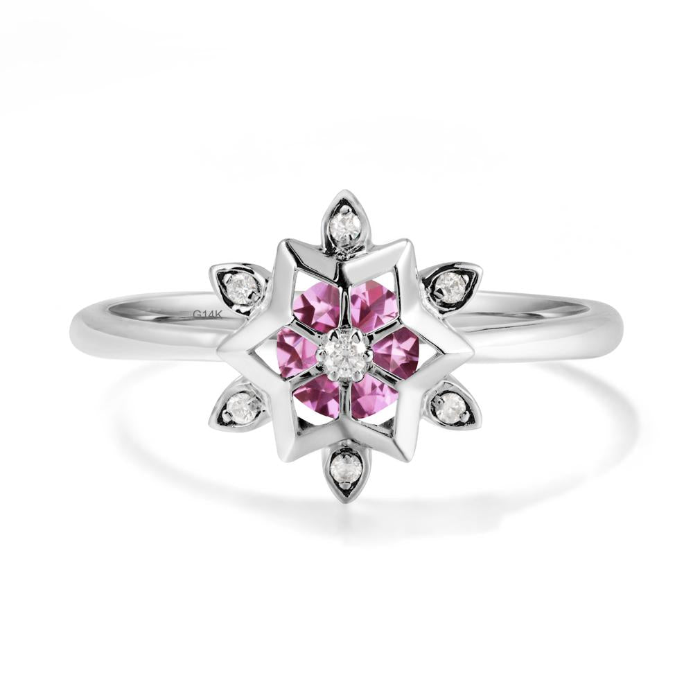Snowflake Pink Sapphire Ring - LUO Jewelry #metal_14k white gold