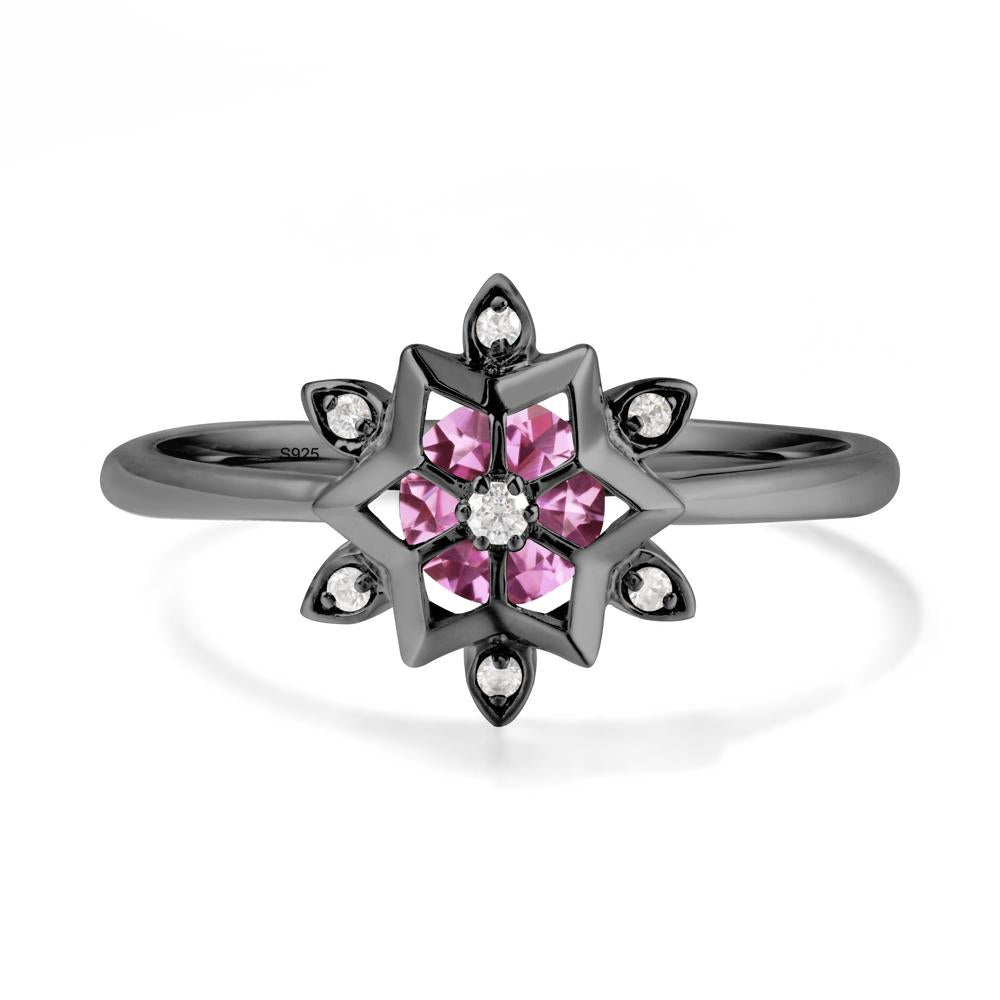 Snowflake Pink Sapphire Ring - LUO Jewelry #metal_black finish sterling silver