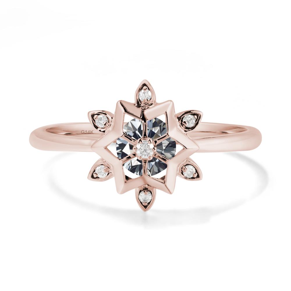 Floral Inspired Engagement Grey Moissanite Ring - LUO Jewelry #metal_14k rose gold