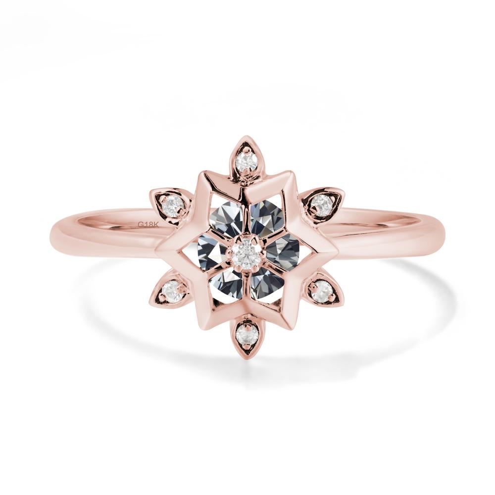 Floral Inspired Engagement Grey Moissanite Ring - LUO Jewelry #metal_18k rose gold