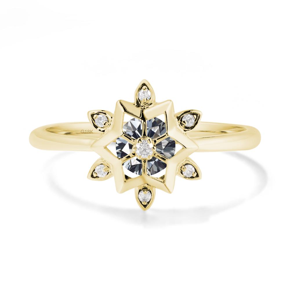 Floral Inspired Engagement Grey Moissanite Ring - LUO Jewelry #metal_18k yellow gold
