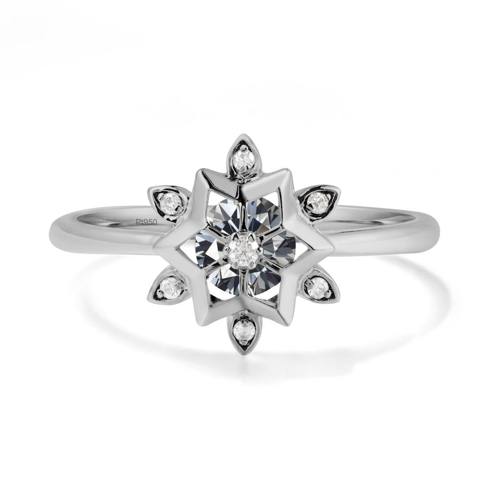 Floral Inspired Engagement Grey Moissanite Ring - LUO Jewelry #metal_platinum