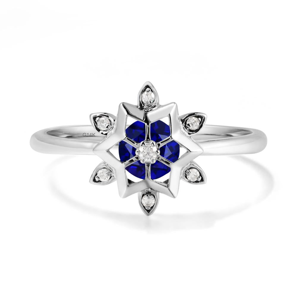 Snowflake Sapphire Ring - LUO Jewelry #metal_14k white gold