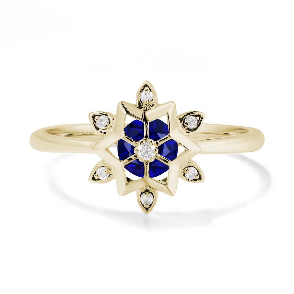 Snowflake Sapphire Ring - LUO Jewelry #metal_14k yellow gold