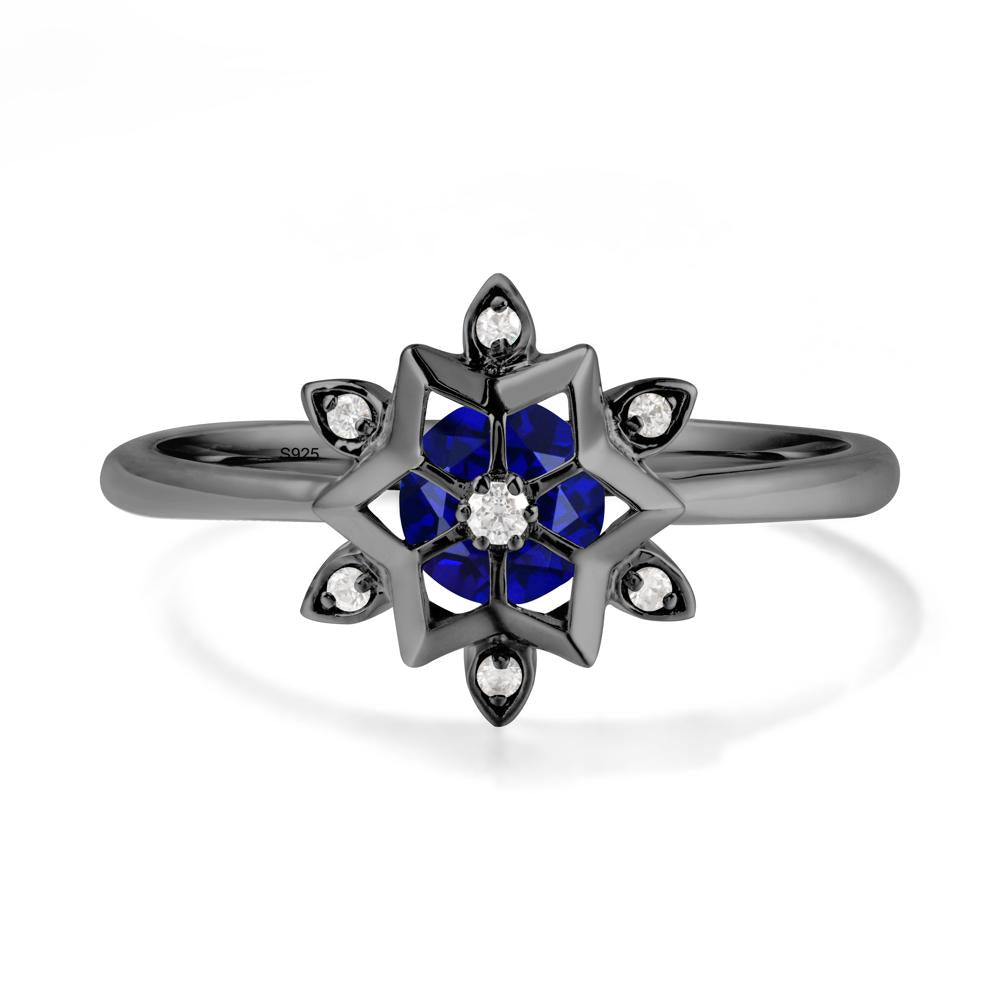 Snowflake Sapphire Ring - LUO Jewelry #metal_black finish sterling silver