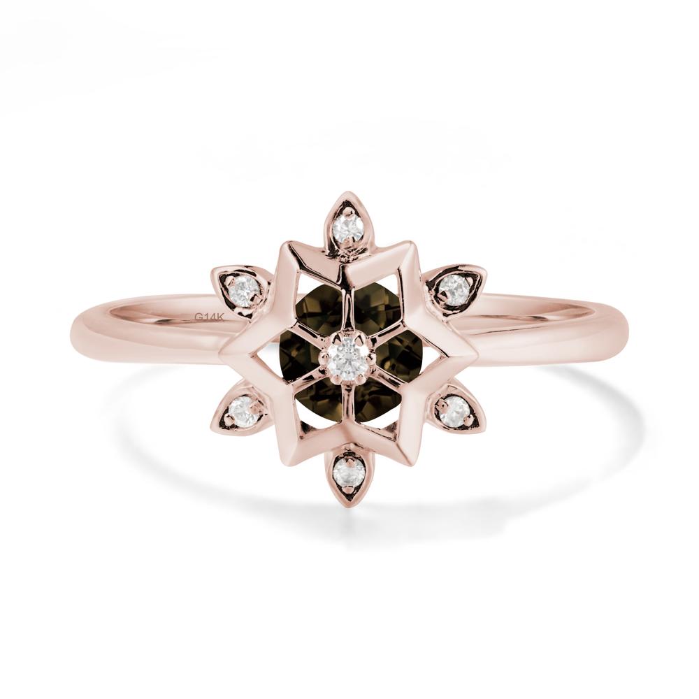 Floral Inspired Engagement Smoky Quartz Ring - LUO Jewelry #metal_14k rose gold