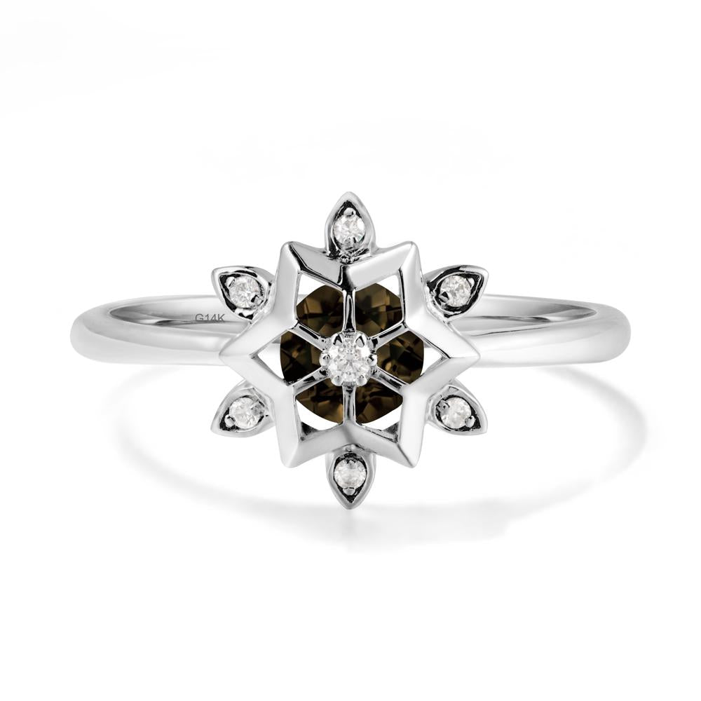 Floral Inspired Engagement Smoky Quartz Ring - LUO Jewelry #metal_14k white gold