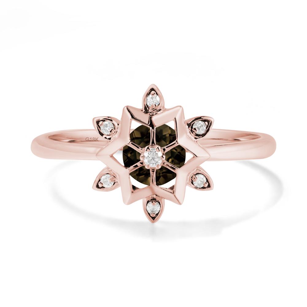 Floral Inspired Engagement Smoky Quartz Ring - LUO Jewelry #metal_18k rose gold