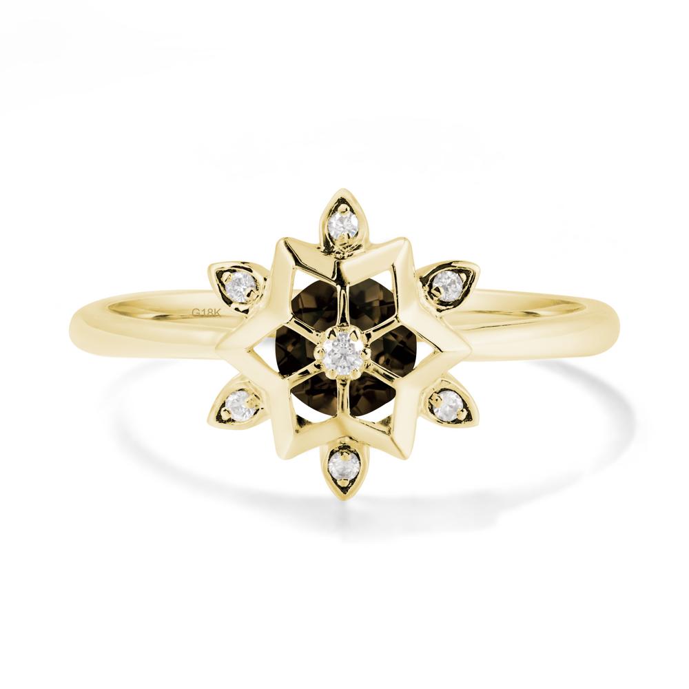 Floral Inspired Engagement Smoky Quartz Ring - LUO Jewelry #metal_18k yellow gold