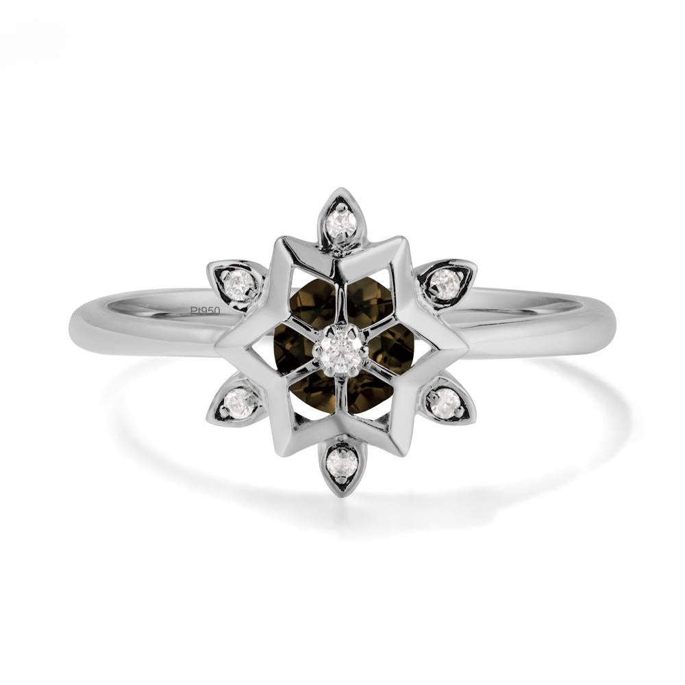 Floral Inspired Engagement Smoky Quartz Ring - LUO Jewelry #metal_platinum