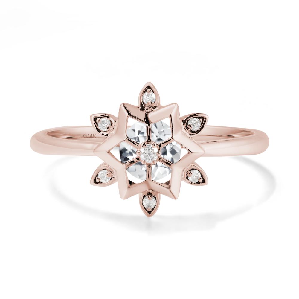 Floral Inspired Engagement White Topaz Ring - LUO Jewelry #metal_14k rose gold