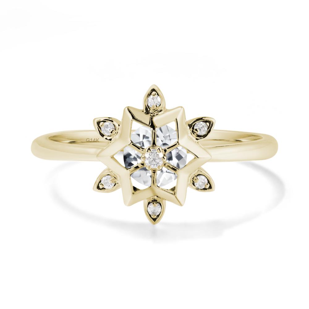 Floral Inspired Engagement White Topaz Ring - LUO Jewelry #metal_14k yellow gold