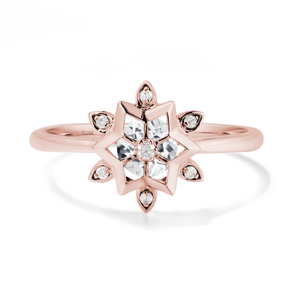 Floral Inspired Engagement White Topaz Ring - LUO Jewelry #metal_18k rose gold
