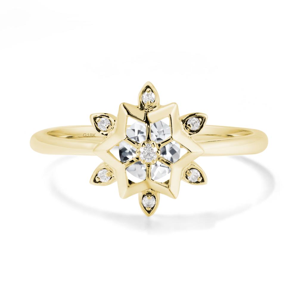 Floral Inspired Engagement White Topaz Ring - LUO Jewelry #metal_18k yellow gold