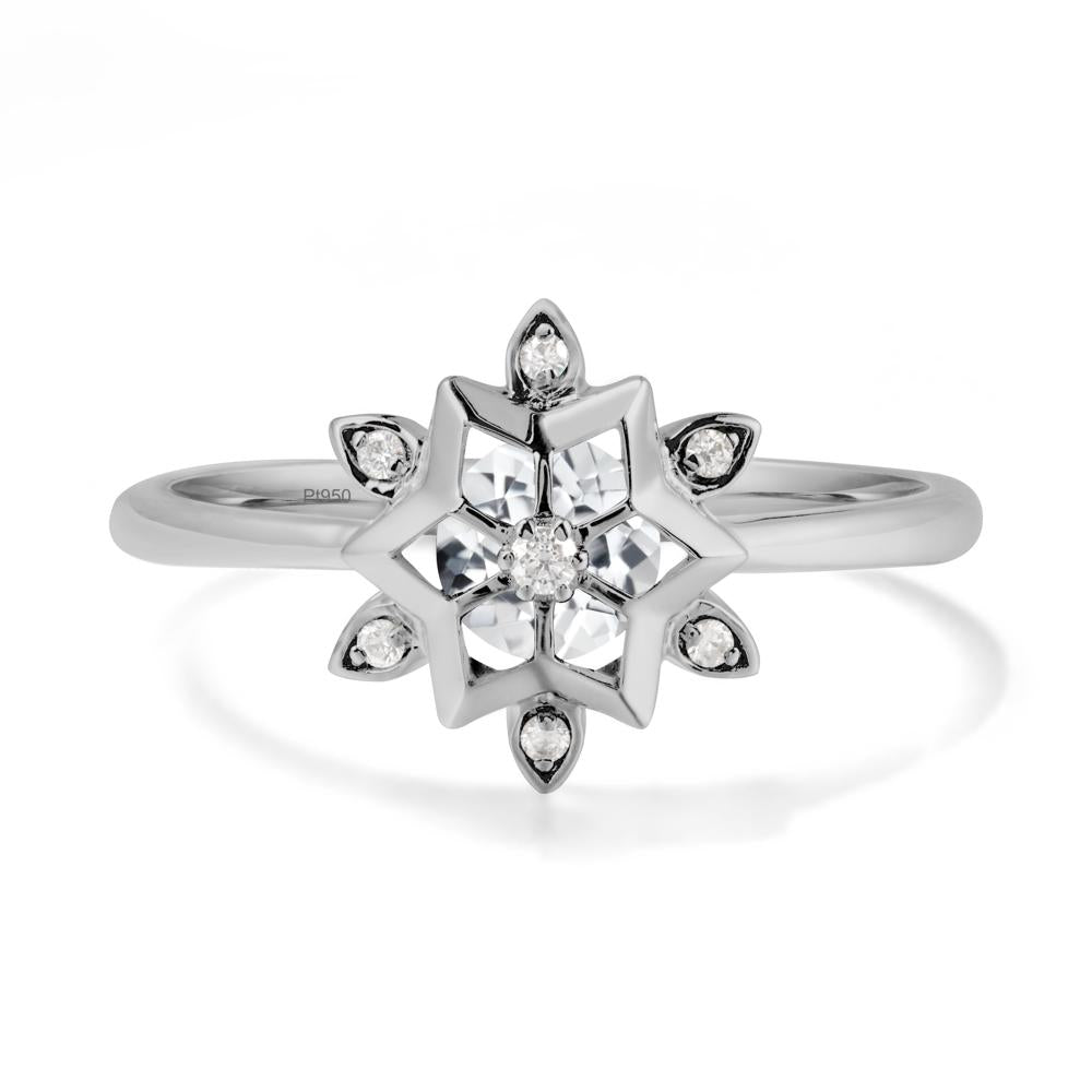 Floral Inspired Engagement White Topaz Ring - LUO Jewelry #metal_platinum