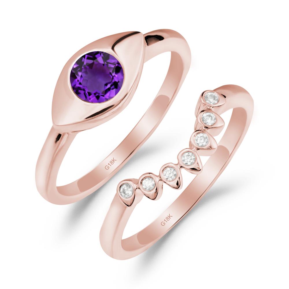 Amethyst Evil Eye Ring Set - LUO Jewelry #metal_xxxxx