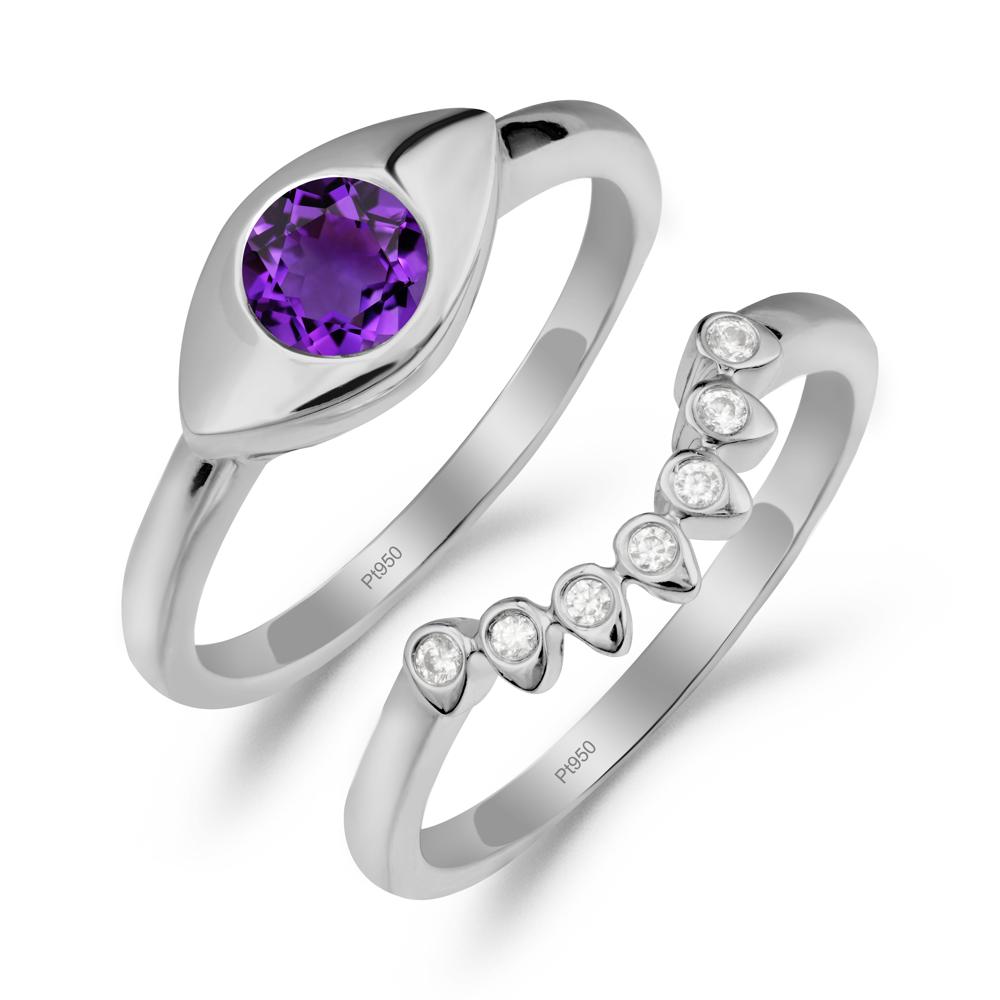 Amethyst Evil Eye Ring Set - LUO Jewelry #metal_xxxxx