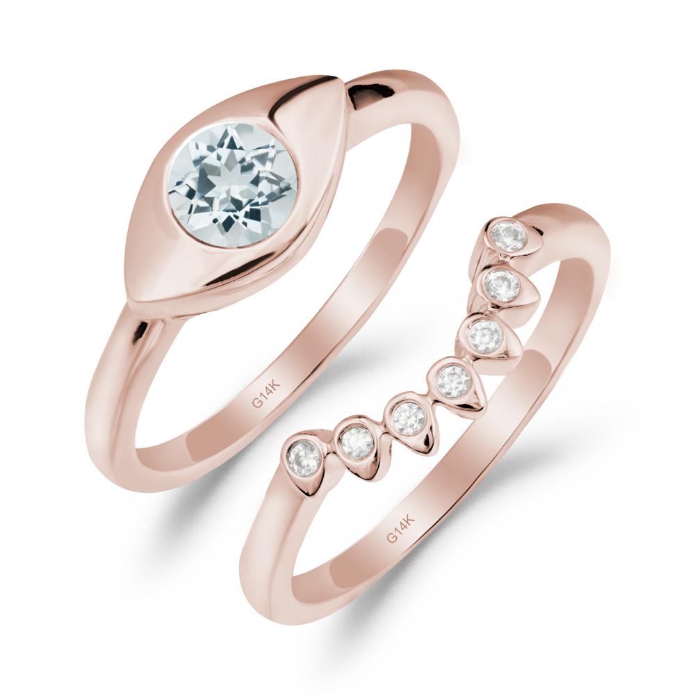 Evil Eye Aquamarine Ring Set - LUO Jewelry #metal_xxxxx