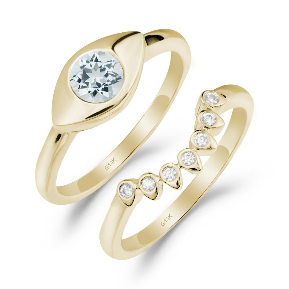 Evil Eye Aquamarine Ring Set - LUO Jewelry #metal_xxxxx