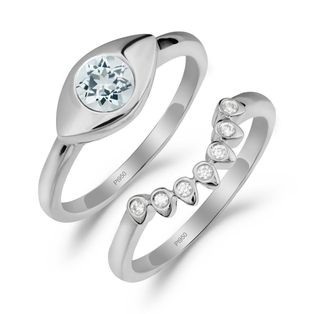 Evil Eye Aquamarine Ring Set - LUO Jewelry #metal_xxxxx