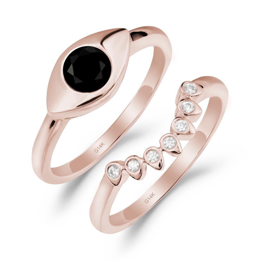 Black Spinel Evil Eye Ring Set - LUO Jewelry #metal_xxxxx