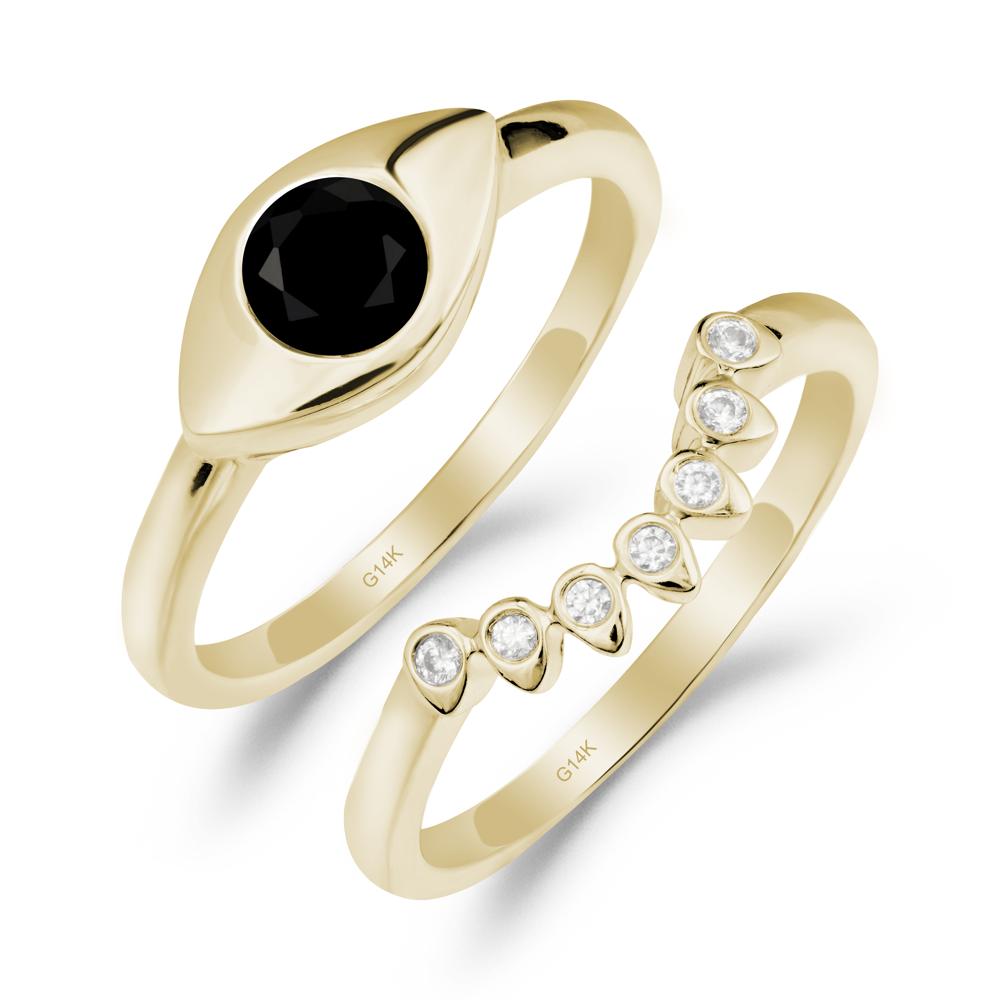 Black Spinel Evil Eye Ring Set - LUO Jewelry #metal_xxxxx
