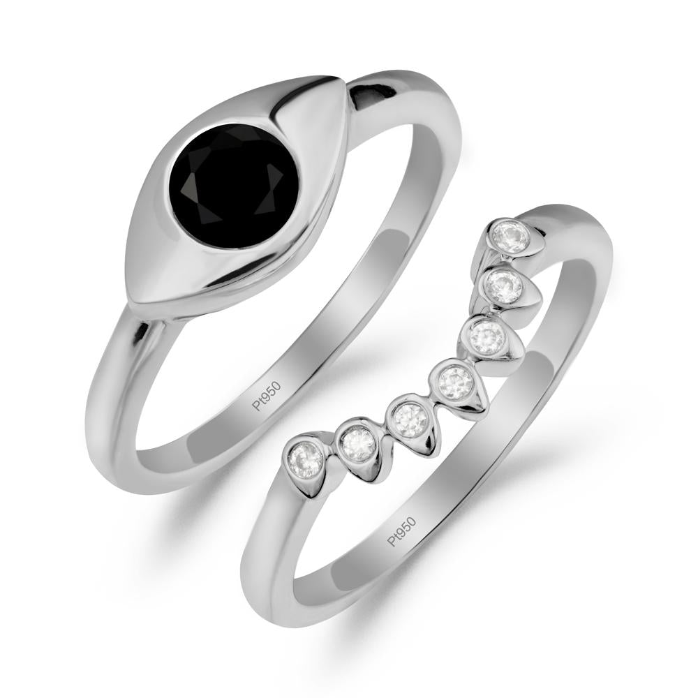 Black Spinel Evil Eye Ring Set - LUO Jewelry #metal_xxxxx