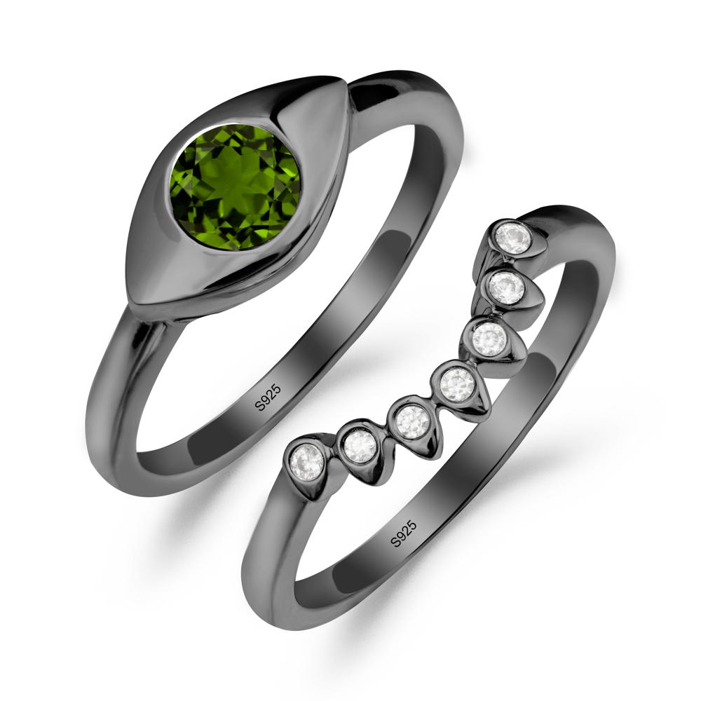 Evil Eye Diopside Ring Set - LUO Jewelry #metal_xxxxx