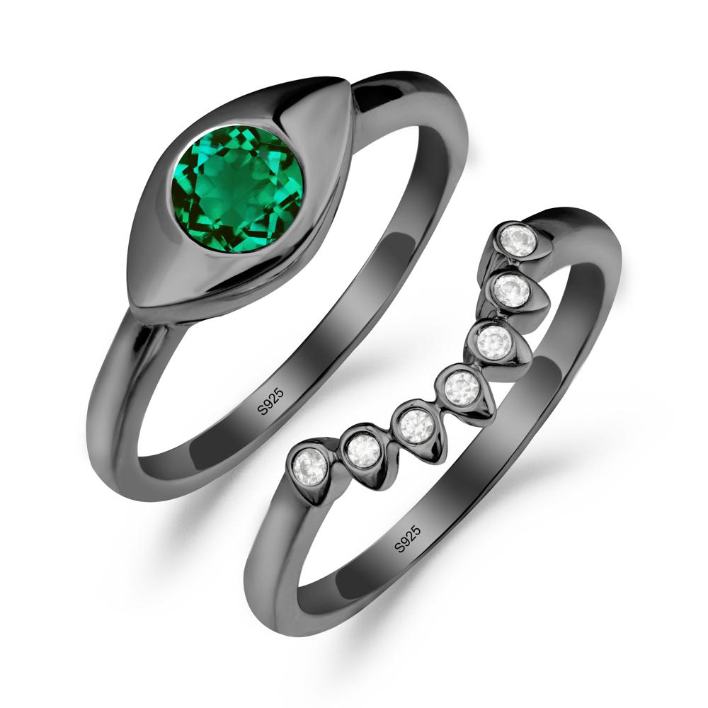 Evil Eye Emerald Ring Set - LUO Jewelry #metal_xxxxx
