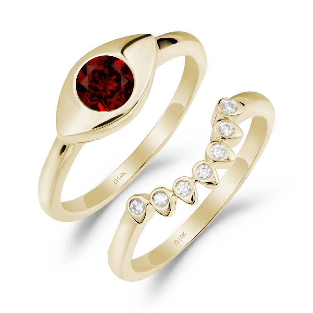 Evil Eye Garnet Ring Set - LUO Jewelry #metal_xxxxx
