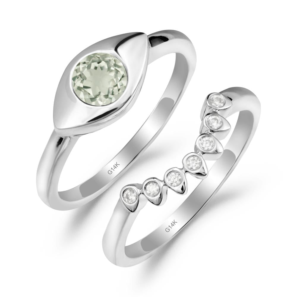 Green Amethyst Evil Eye Ring Set - LUO Jewelry #metal_xxxxx