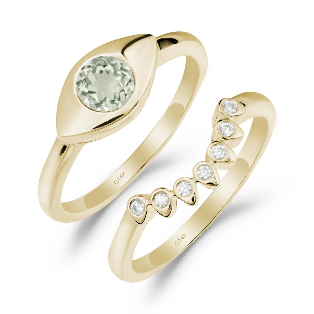 Green Amethyst Evil Eye Ring Set - LUO Jewelry #metal_xxxxx