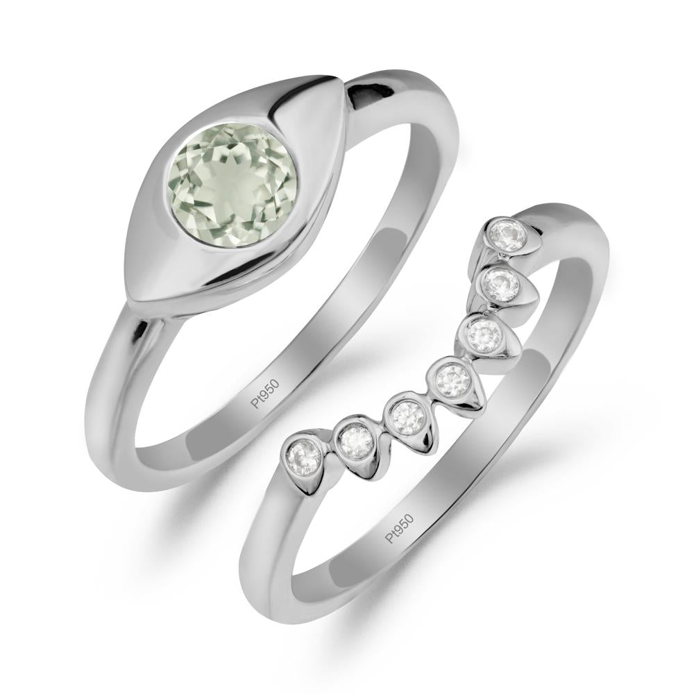 Green Amethyst Evil Eye Ring Set - LUO Jewelry #metal_xxxxx