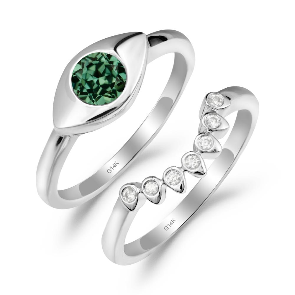 Green Sapphire Evil Eye Ring Set - LUO Jewelry #metal_xxxxx