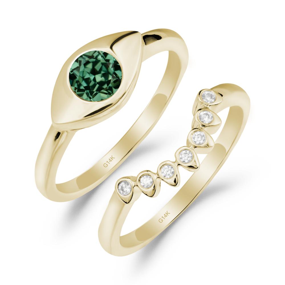 Green Sapphire Evil Eye Ring Set - LUO Jewelry #metal_xxxxx