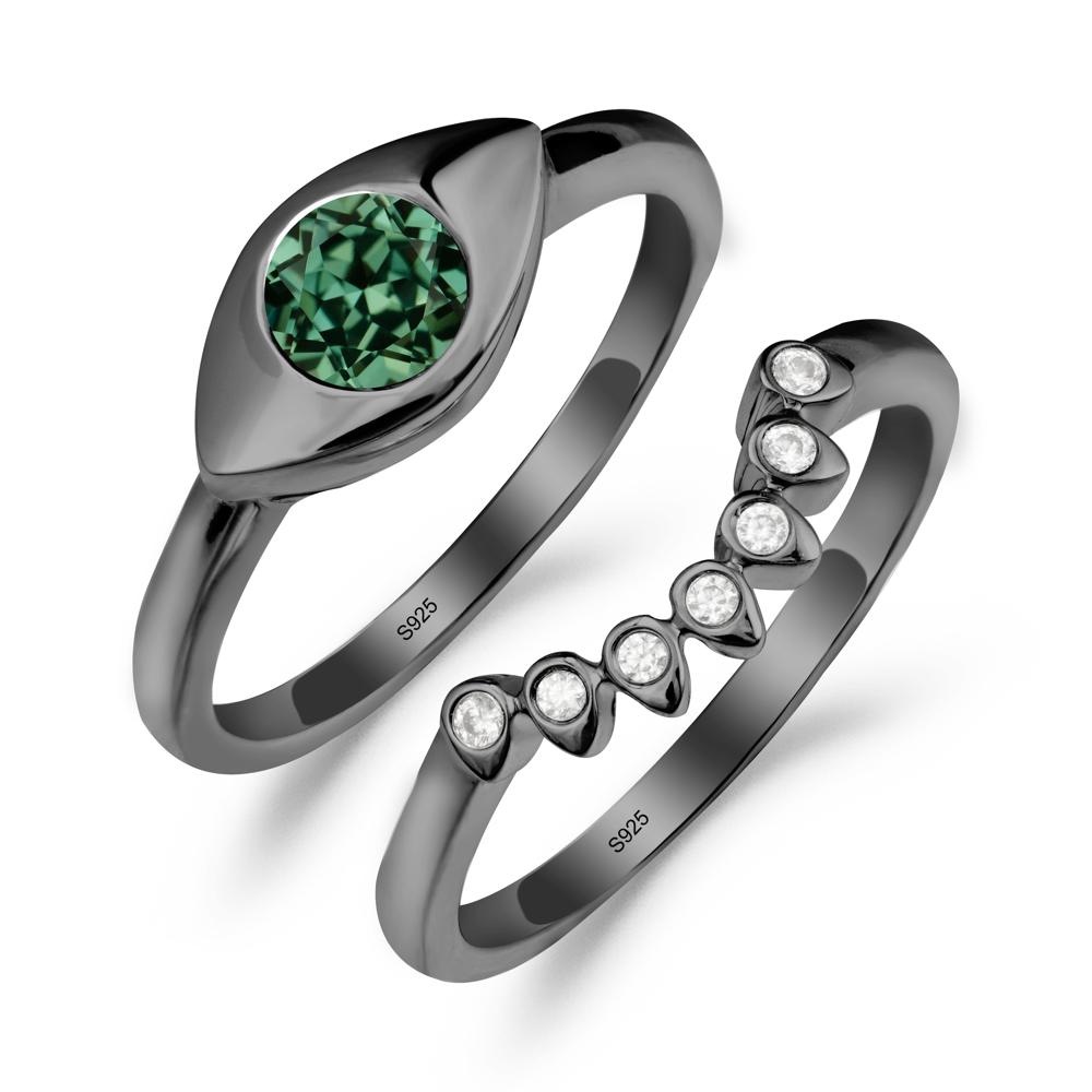 Green Sapphire Evil Eye Ring Set - LUO Jewelry #metal_xxxxx