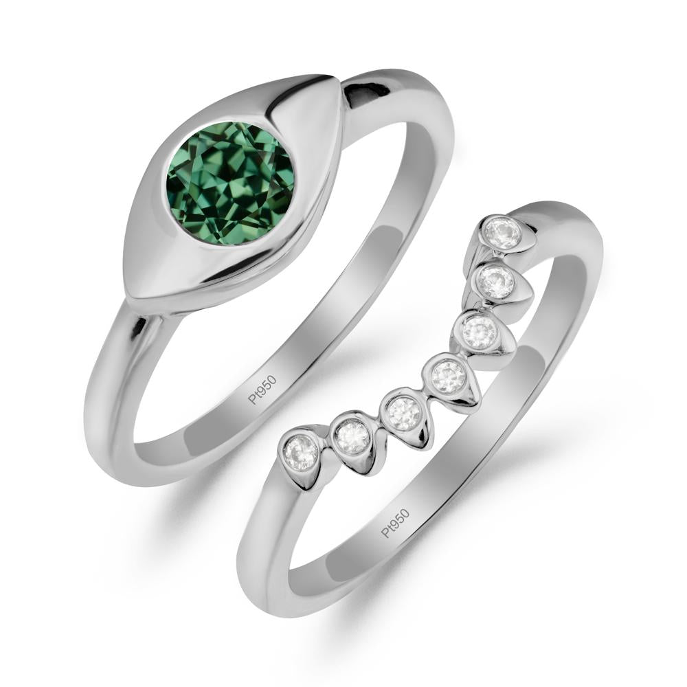 Green Sapphire Evil Eye Ring Set - LUO Jewelry #metal_xxxxx