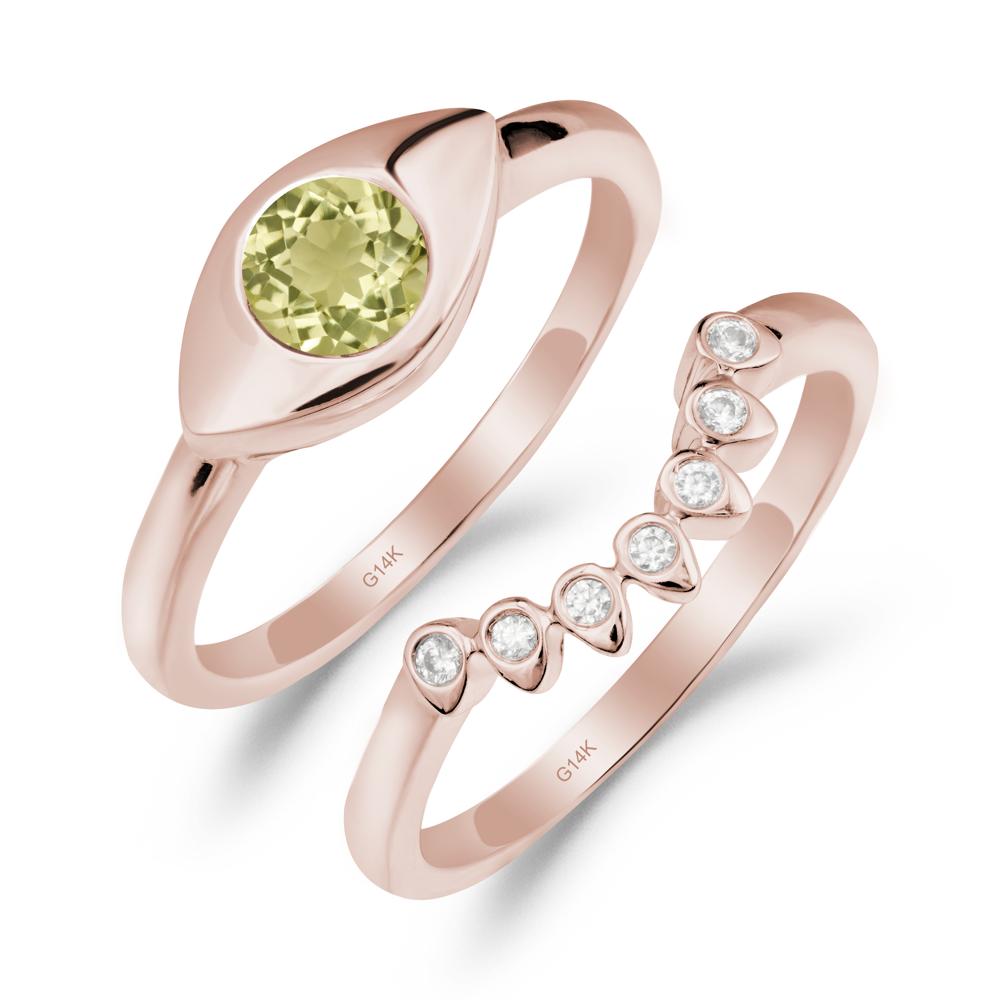 Lemon Quartz Evil Eye Ring Set - LUO Jewelry #metal_xxxxx