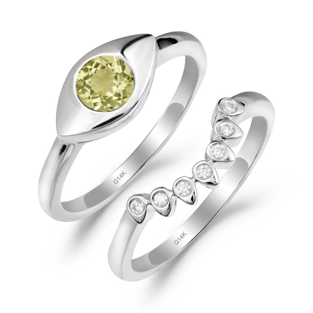 Lemon Quartz Evil Eye Ring Set - LUO Jewelry #metal_xxxxx
