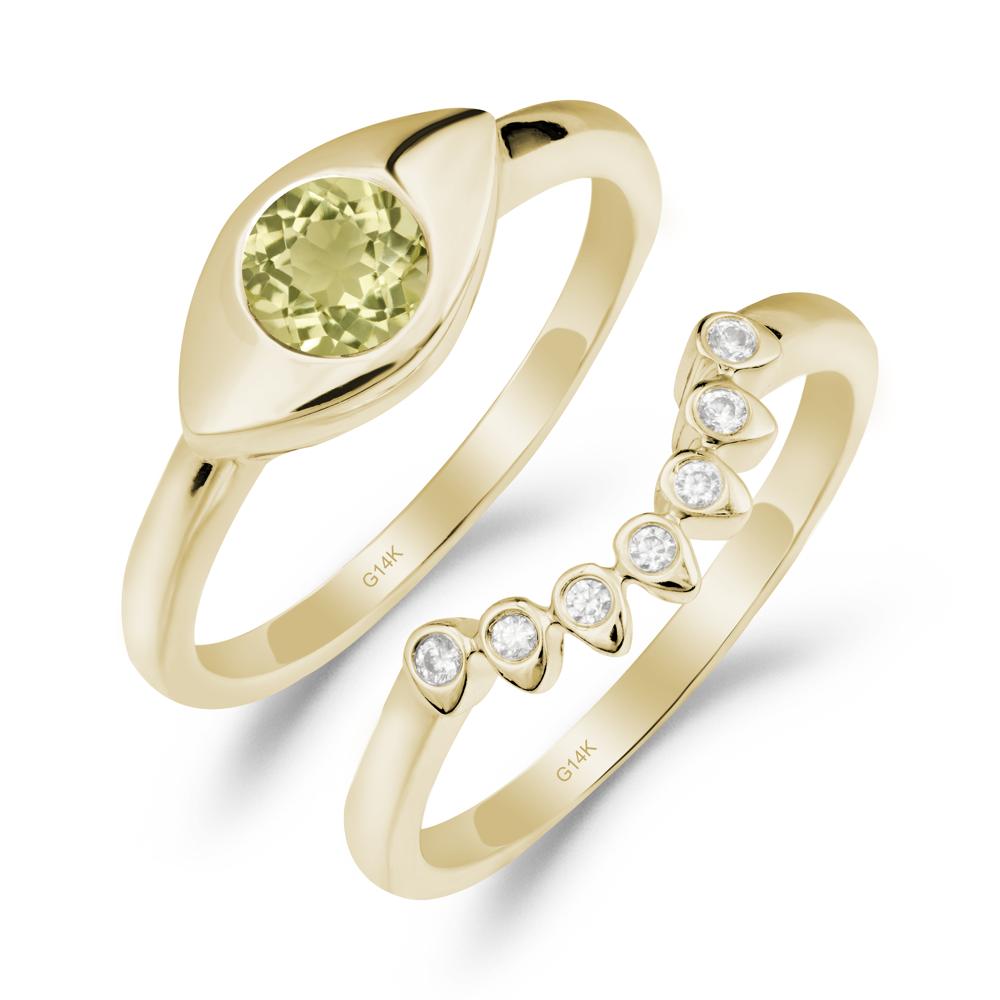 Lemon Quartz Evil Eye Ring Set - LUO Jewelry #metal_xxxxx