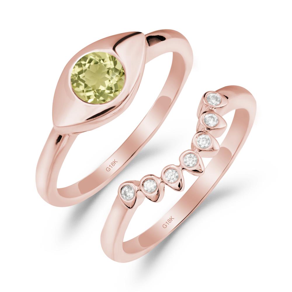 Lemon Quartz Evil Eye Ring Set - LUO Jewelry #metal_xxxxx