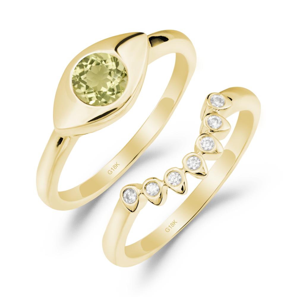 Lemon Quartz Evil Eye Ring Set - LUO Jewelry #metal_xxxxx