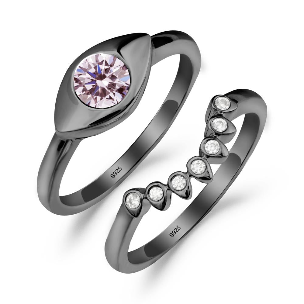 Evil Eye Pink Cubic Zirconia Ring Set - LUO Jewelry #metal_xxxxx