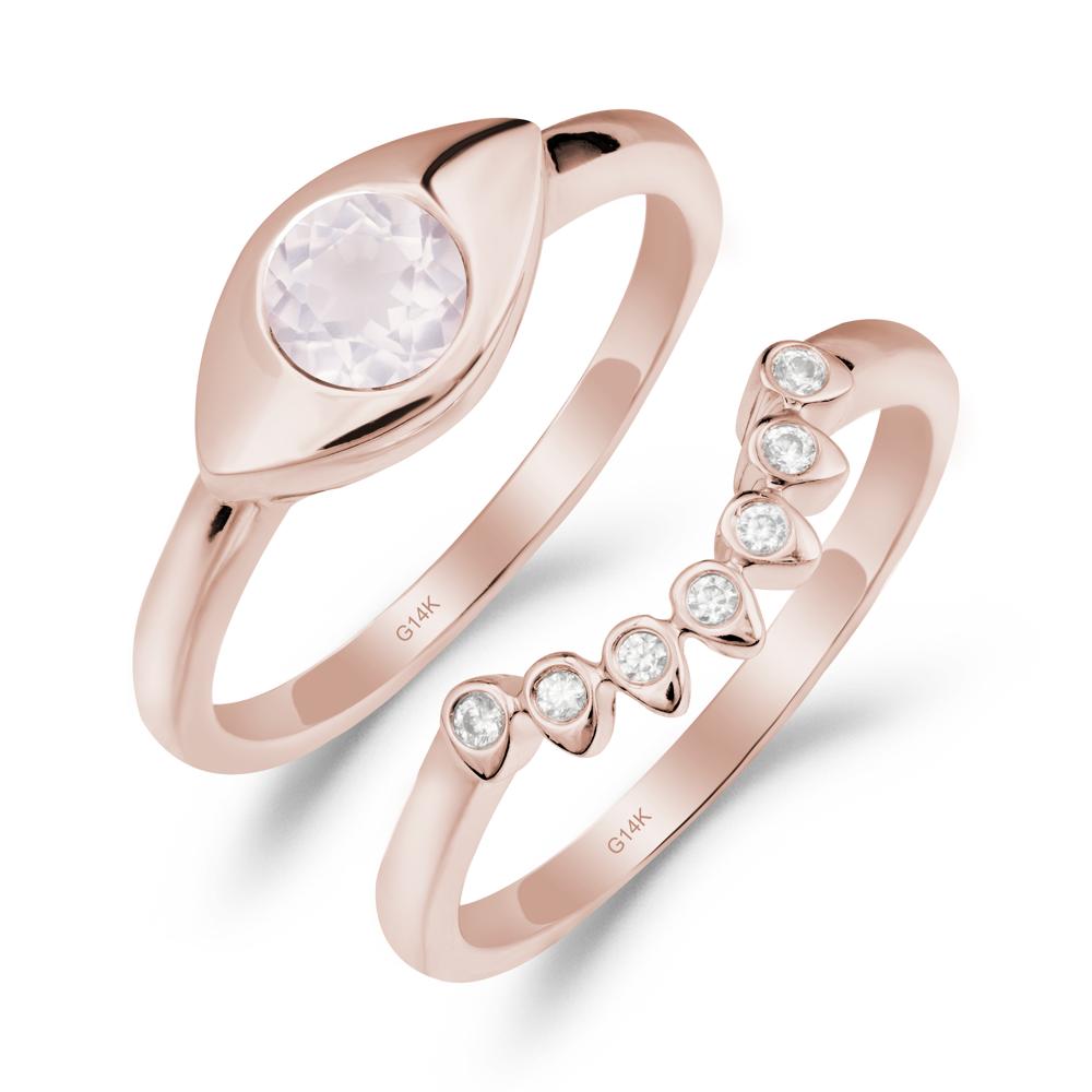 Rose Quartz Evil Eye Ring Set - LUO Jewelry #metal_xxxxx