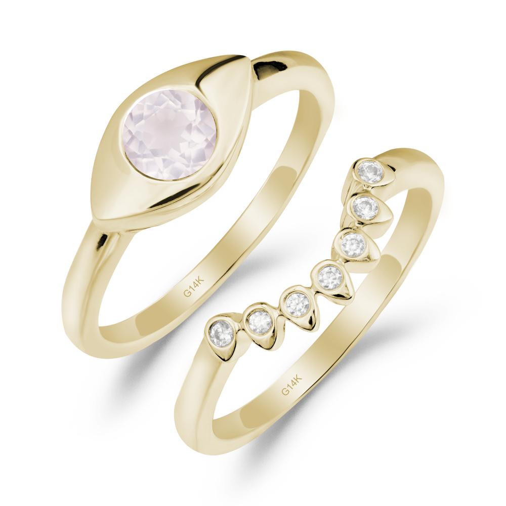 Rose Quartz Evil Eye Ring Set - LUO Jewelry #metal_xxxxx