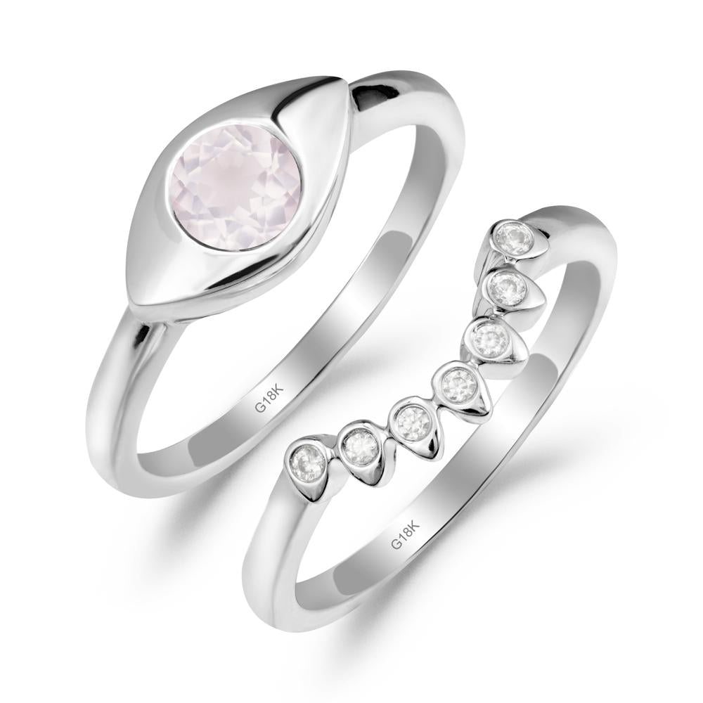 Rose Quartz Evil Eye Ring Set - LUO Jewelry #metal_xxxxx