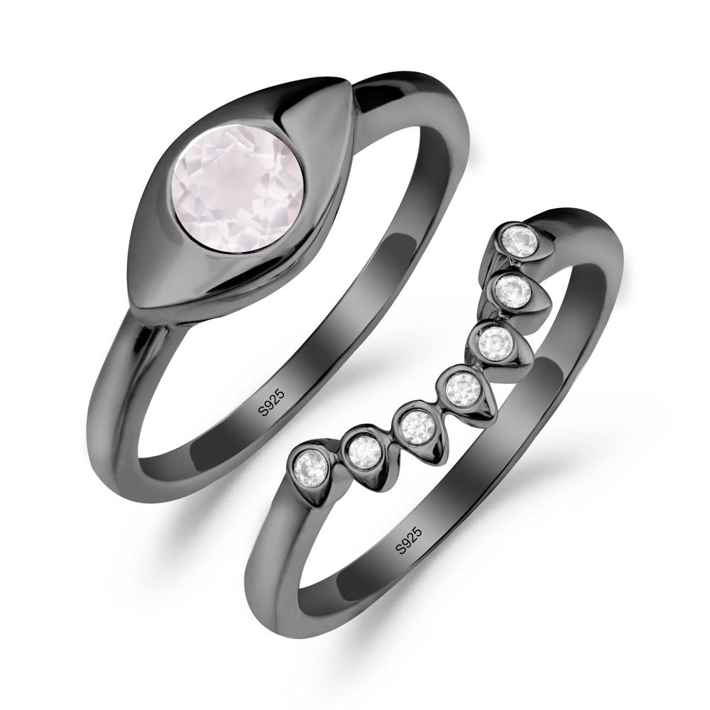 Rose Quartz Evil Eye Ring Set - LUO Jewelry #metal_xxxxx