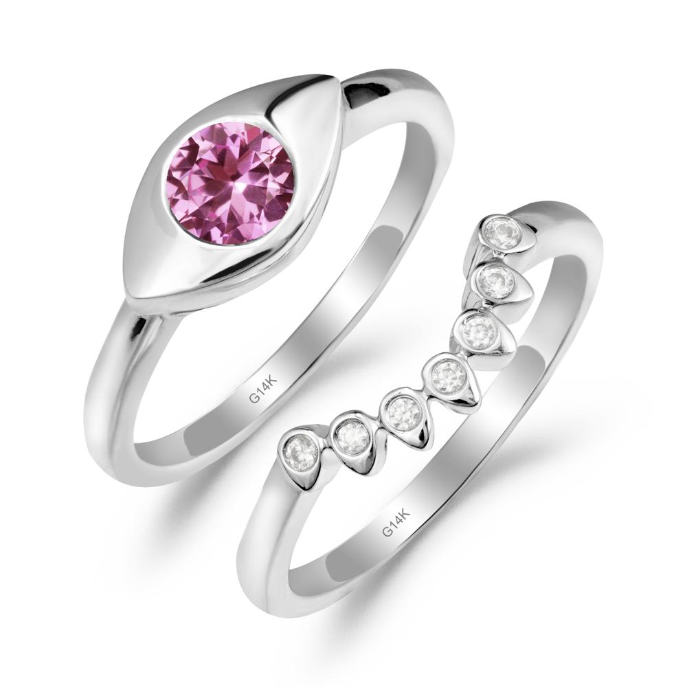Pink Sapphire Evil Eye Ring Set - LUO Jewelry #metal_xxxxx